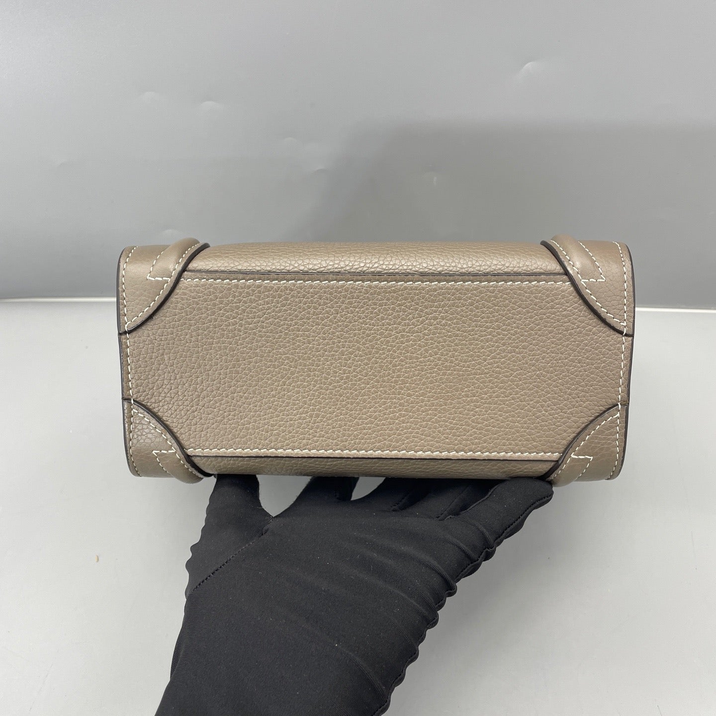 Celine - Luggage Nano - Grained calfskin leather - Elephant Grey with Silver-Tone Hardware - (mini)