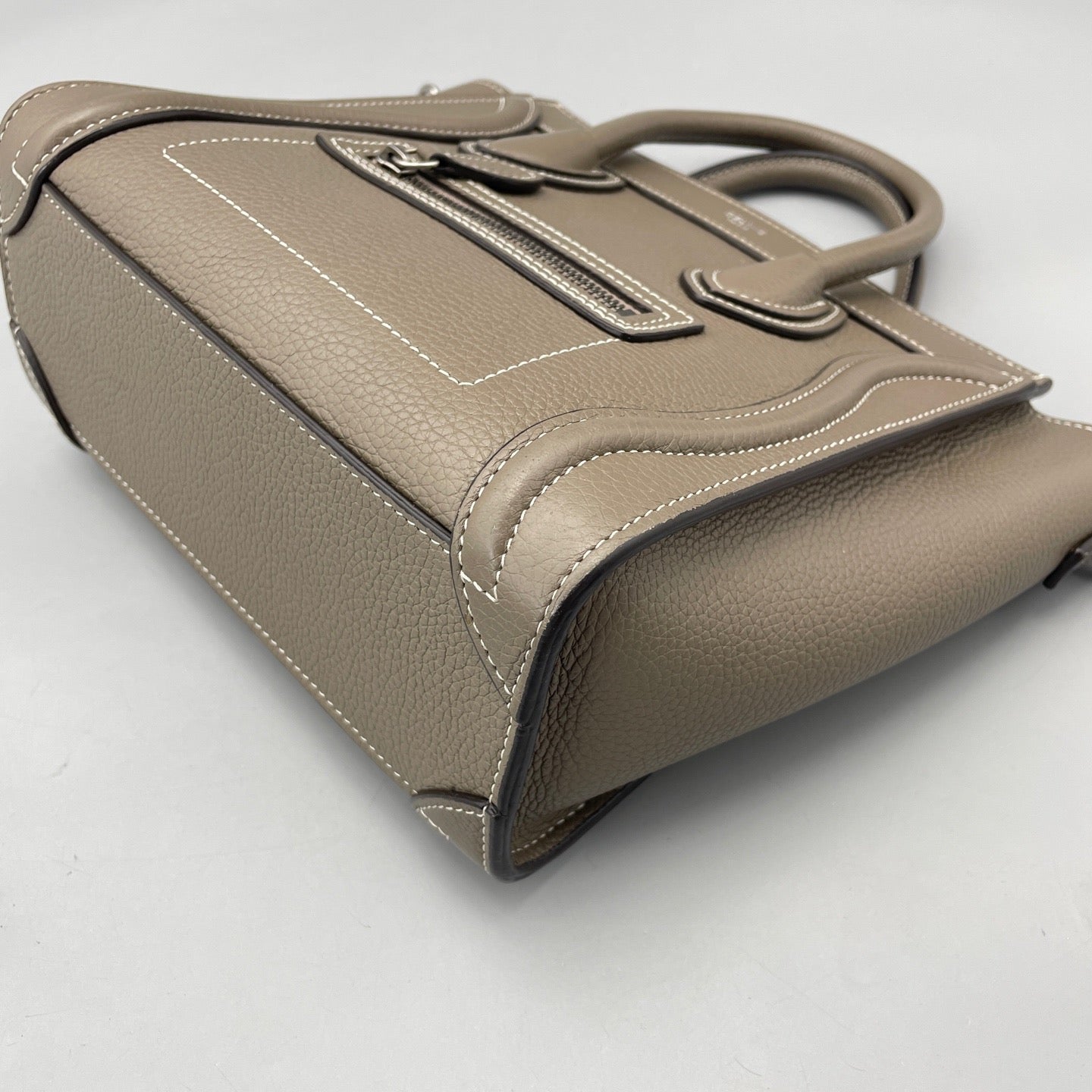 Celine - Luggage Nano - Grained calfskin leather - Elephant Grey with Silver-Tone Hardware - (mini)