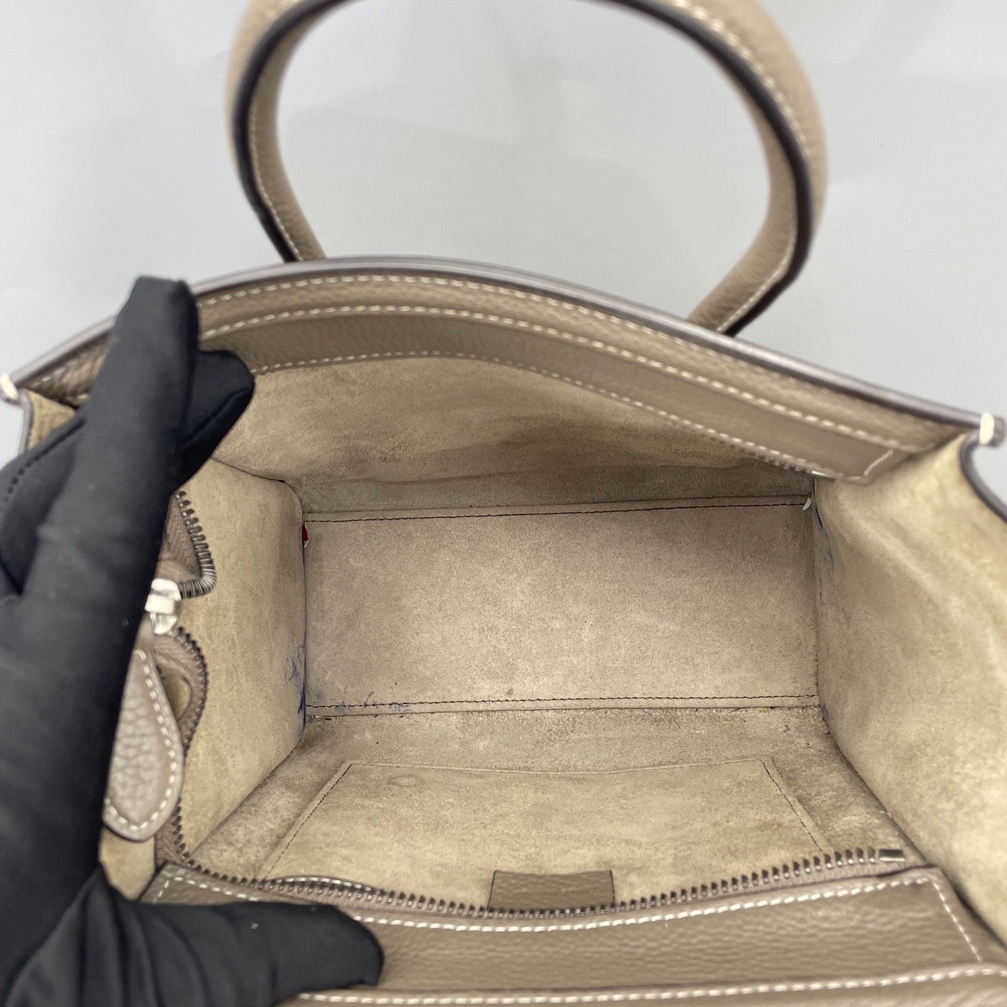 Celine - Luggage Nano - Grained calfskin leather - Elephant Grey with Silver-Tone Hardware - (mini)