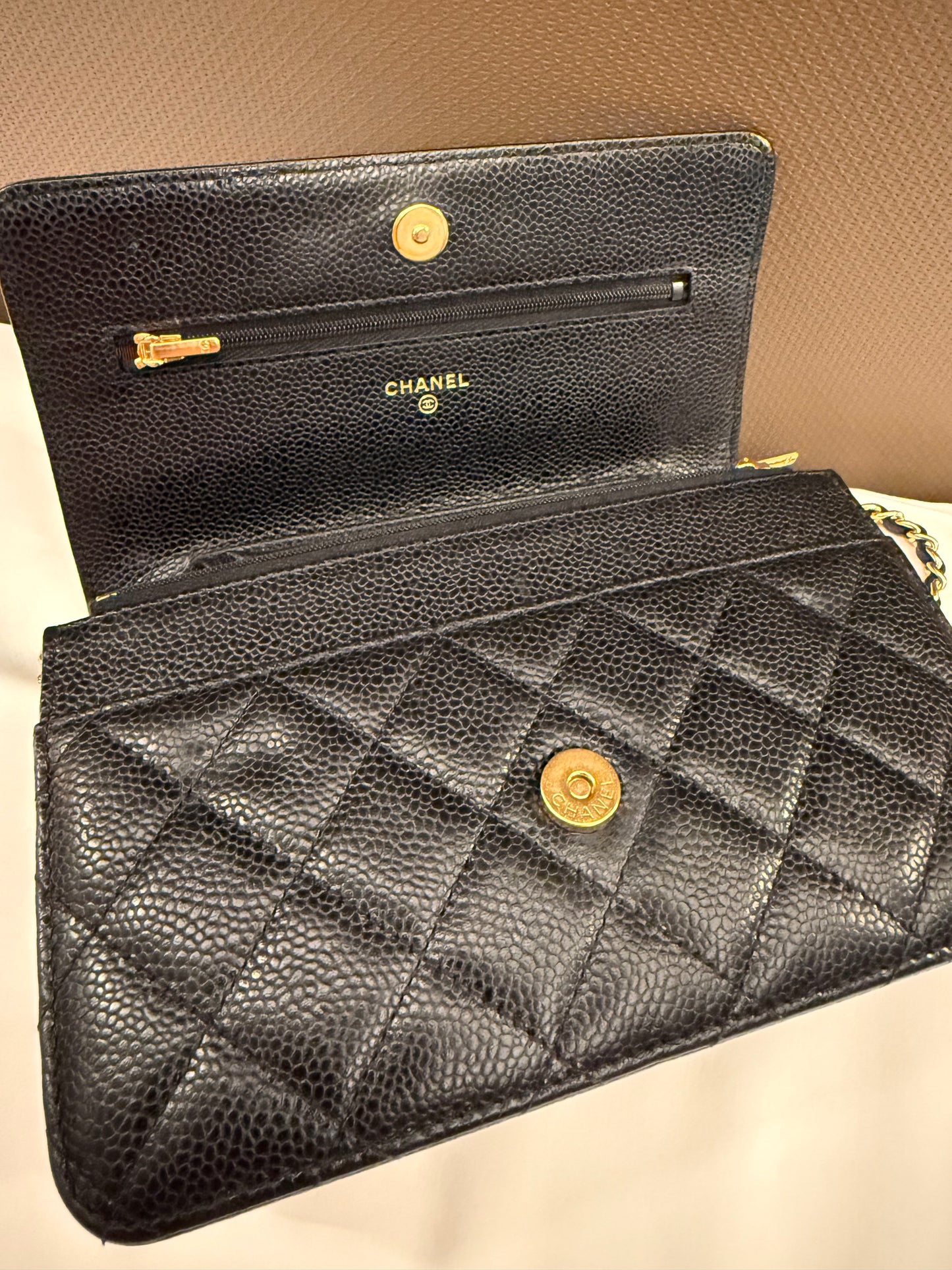 Chanel - Wallet on Chain (WOC) O-Mini Bag - Grained calfskin leather - Black - (mini)