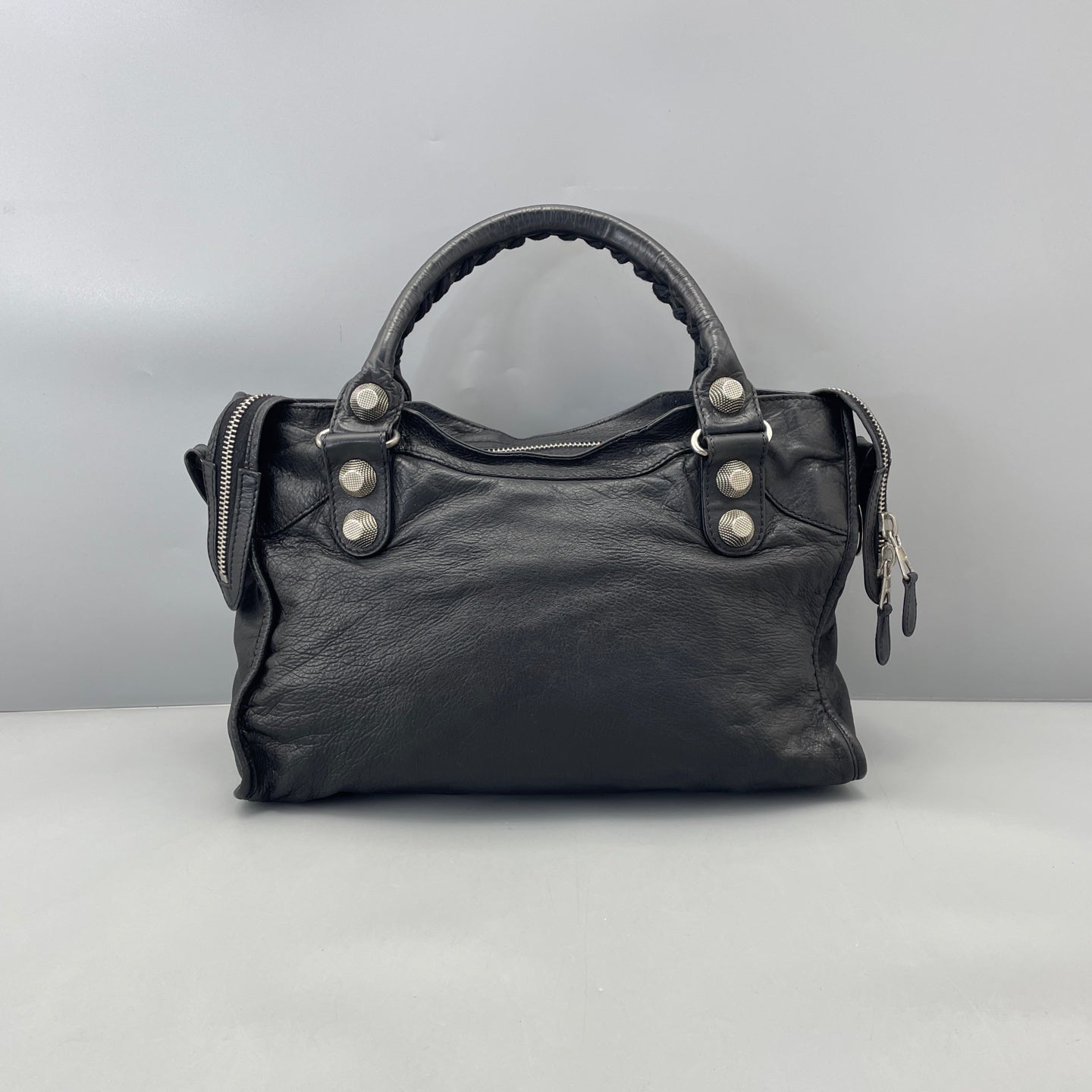Balenciaga - City - Distressed lambskin leather - Black - (large)
