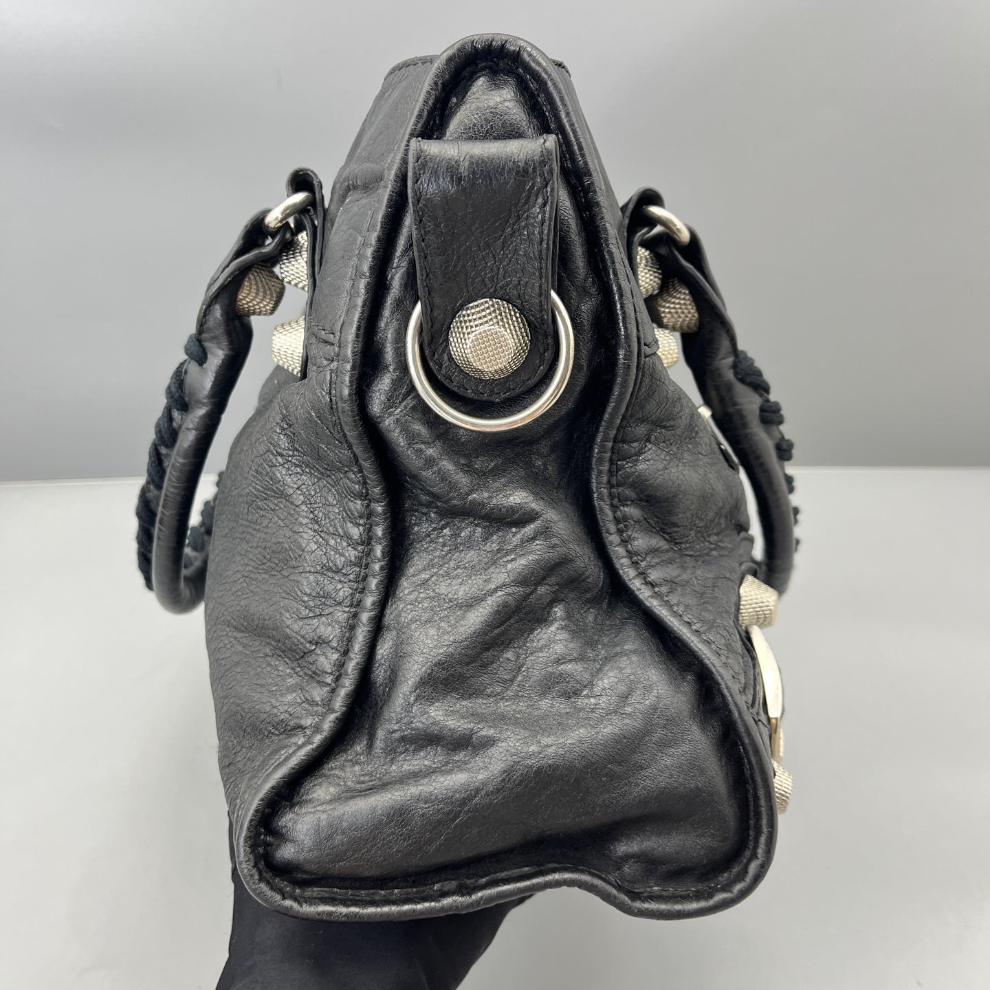 Balenciaga - City - Distressed lambskin leather - Black - (large)