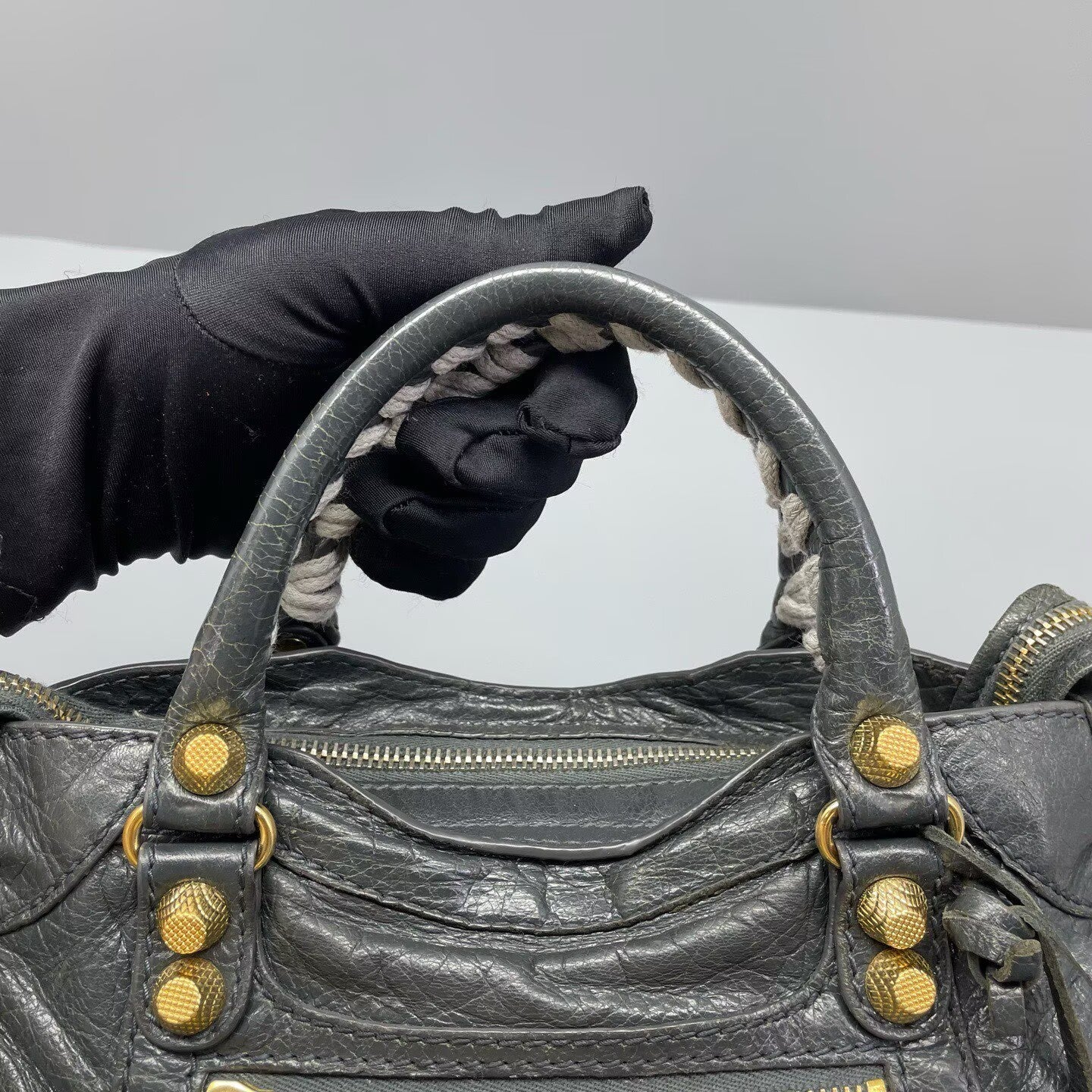 Balenciaga - City Mini Bag - Distressed lambskin leather - Grey - (mini)
