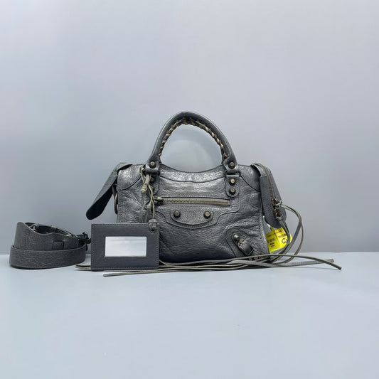 Balenciaga - Classic City Mini - Distressed lambskin leather - Grey - (mini)