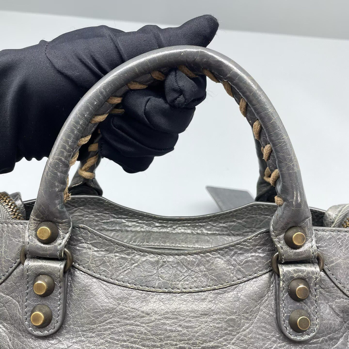 Balenciaga - Classic City Mini - Distressed lambskin leather - Grey - (mini)