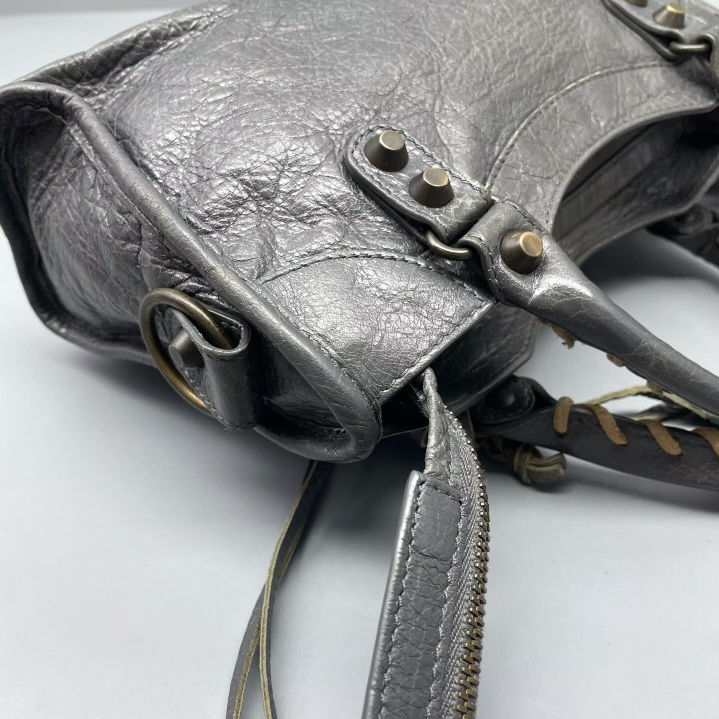 Balenciaga - Classic City Mini - Distressed lambskin leather - Grey - (mini)