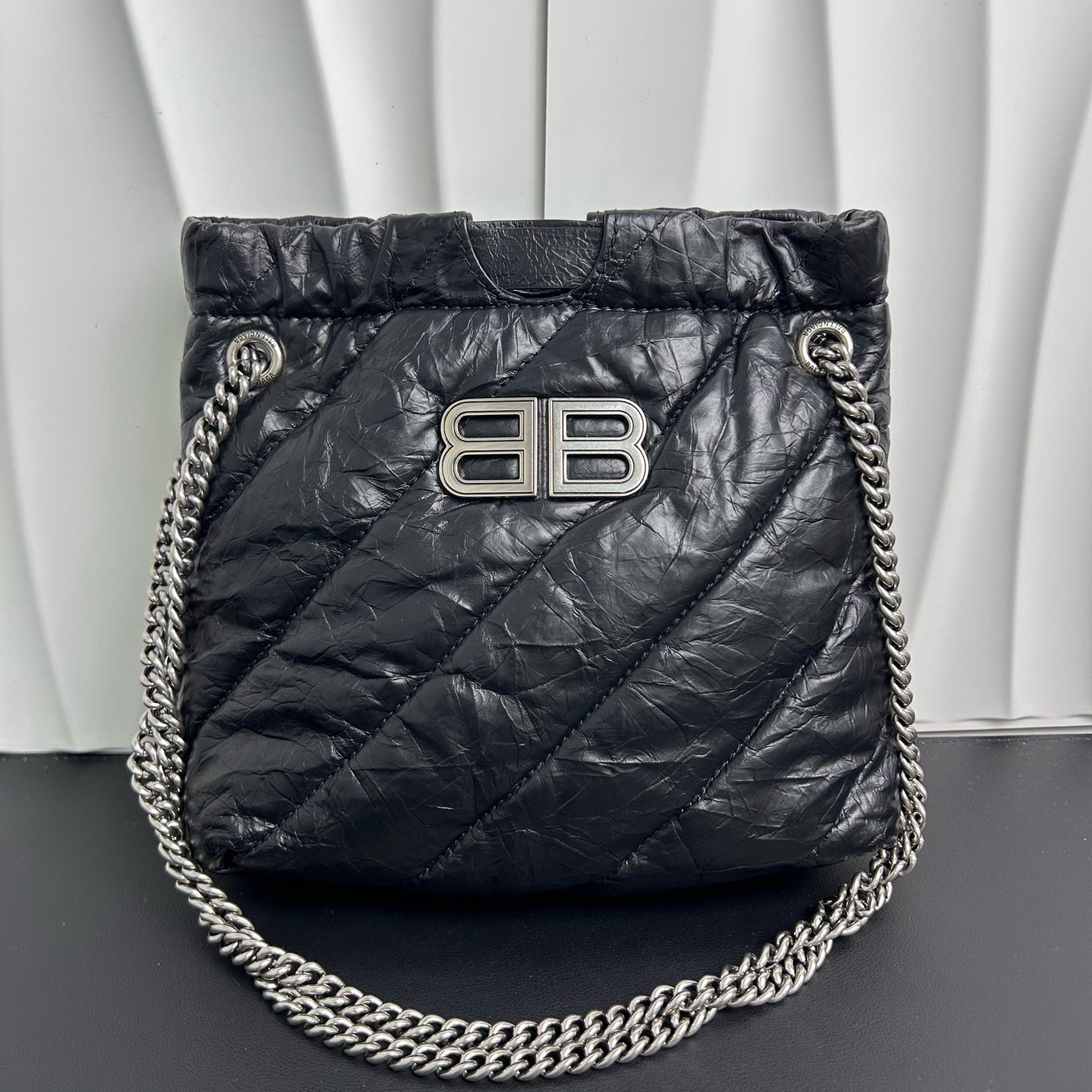 Balenciaga - Crush Drawstring Bag - Leather - Black - (Mini)