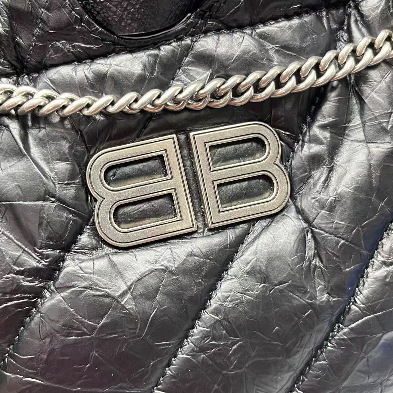 Balenciaga - Crush Drawstring Bucket Bag - Crinkled Lambskin Leather - Black - (mini)