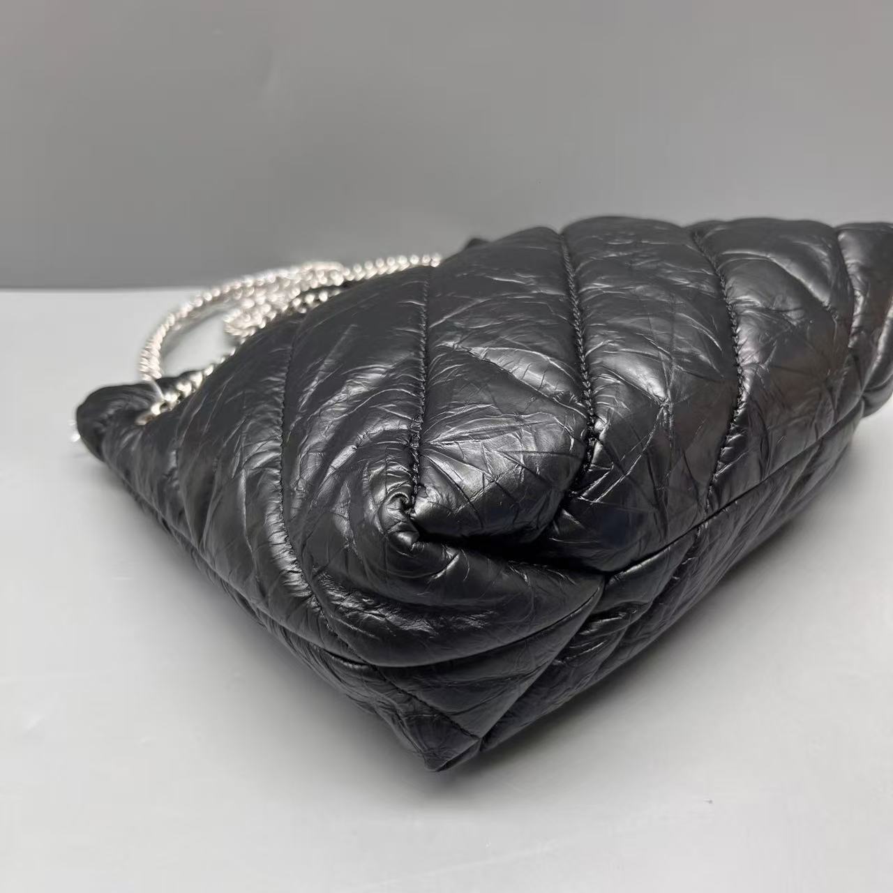 Balenciaga - Crush Drawstring Bucket Bag - Crinkled Lambskin Leather - Black - (mini)