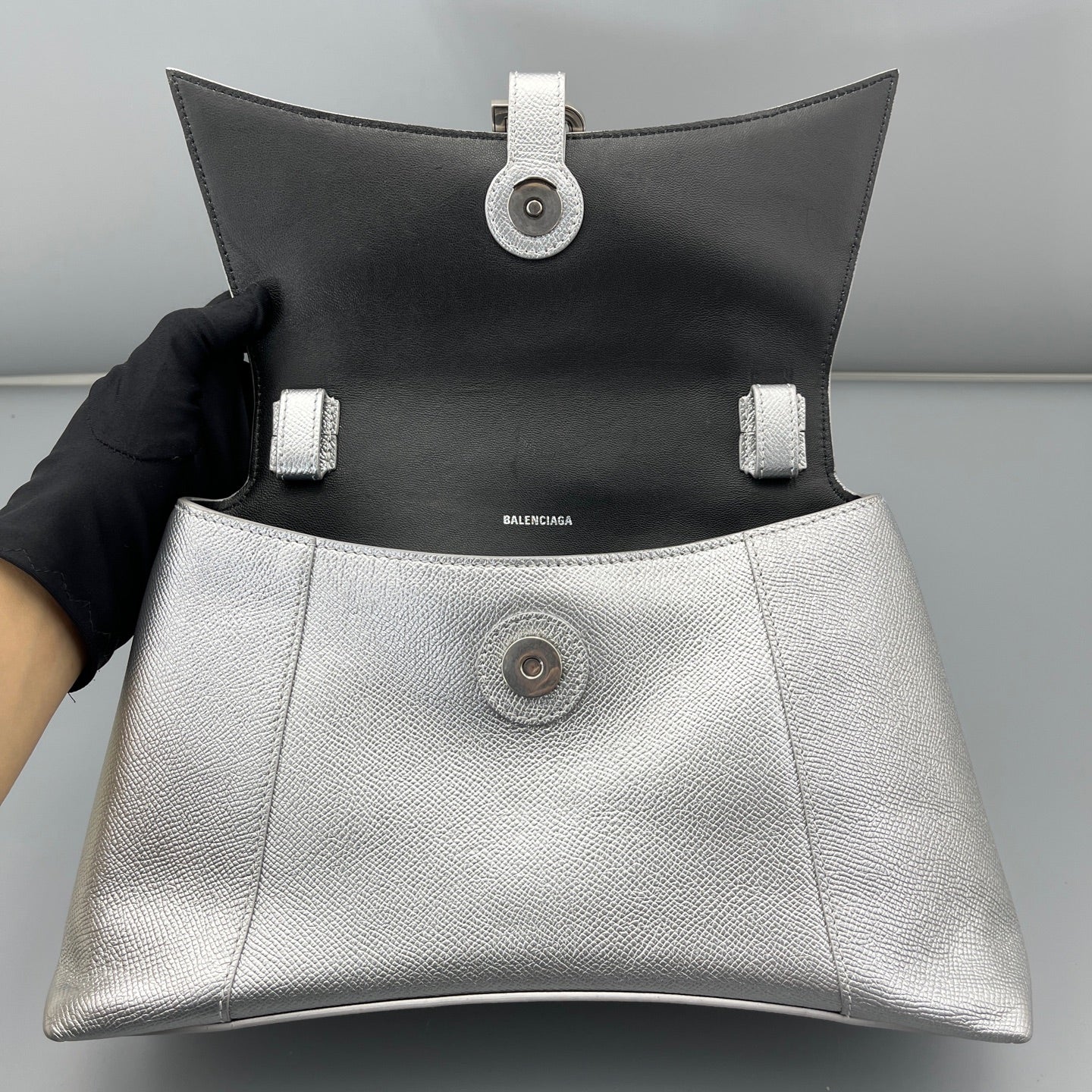 Balenciaga - Crush Medium - Grained metallic leather - Silver - (medium)