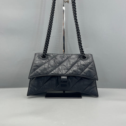 Balenciaga - Crush Small Shoulder Bag - Leather - Black - (small)
