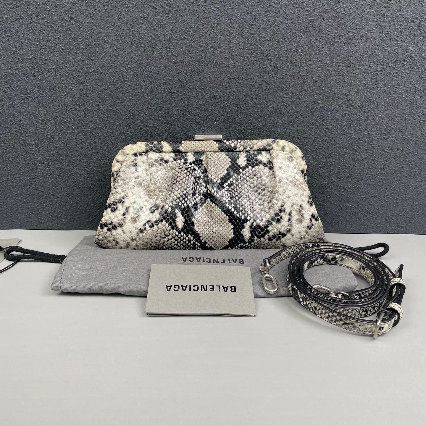 Balenciaga - Frame Clutch Bag - Snakeskin-embossed leather - Multicolour - (Small)