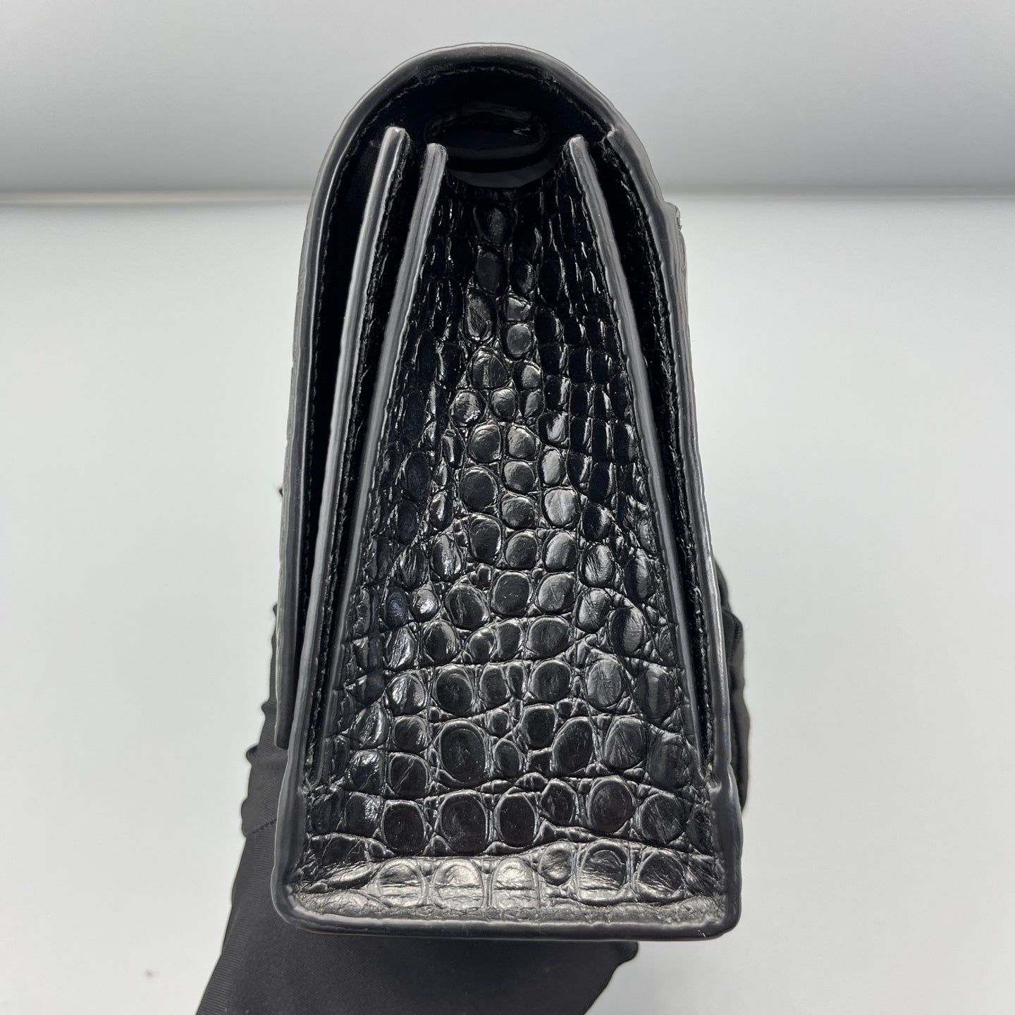 Balenciaga - Hourglass Bag - Crocodile-embossed calfskin leather - Black - (Small)