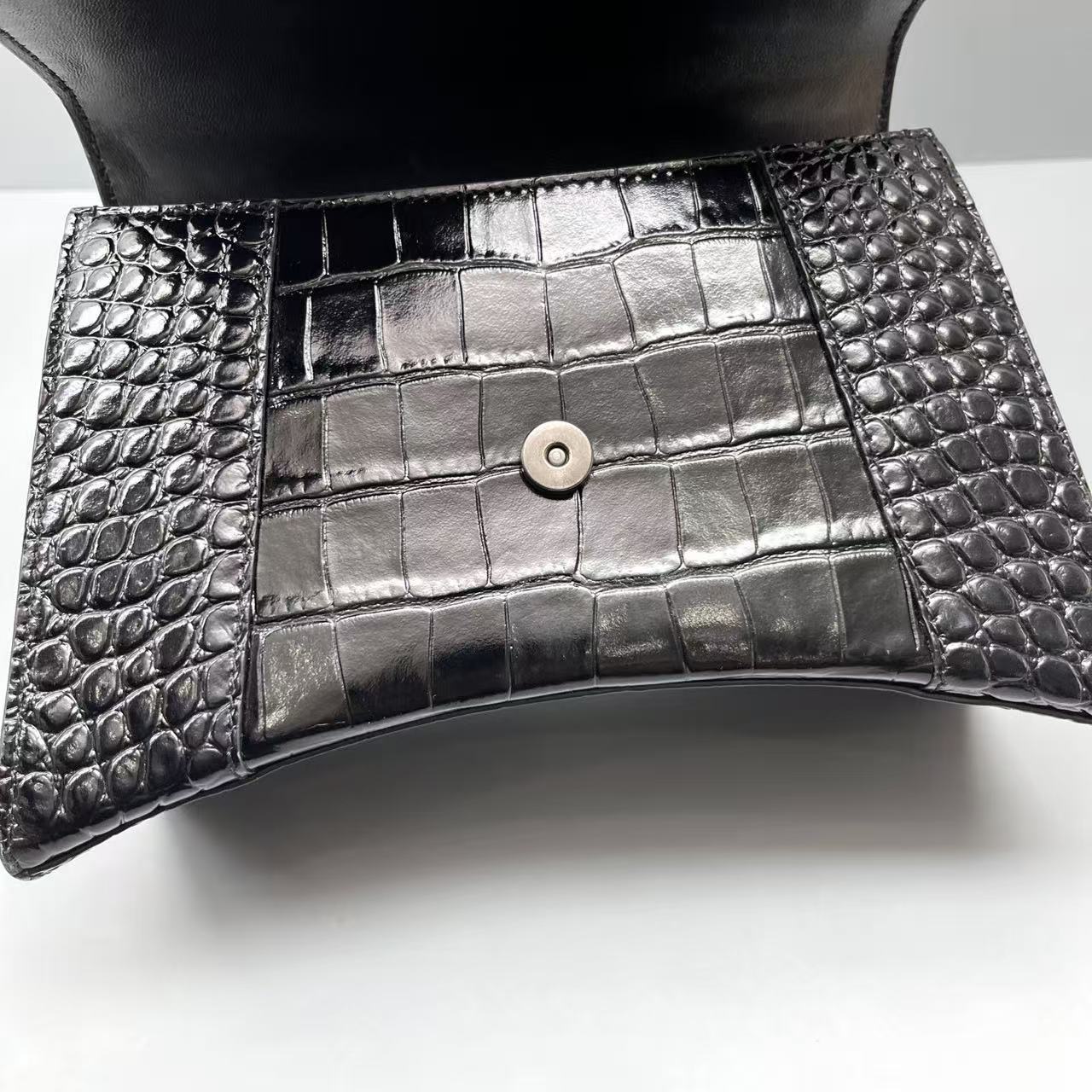 Balenciaga - Hourglass Bag - Crocodile embossed leather - Black - (Small)