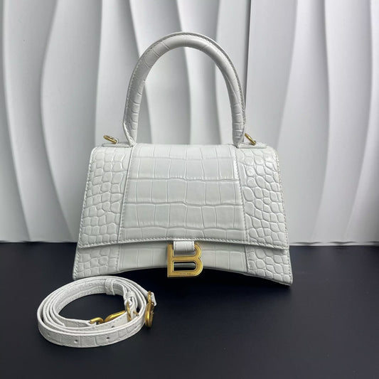 Balenciaga - Hourglass - Calfskin leather - White with Gold-Tone Hardware - (small)