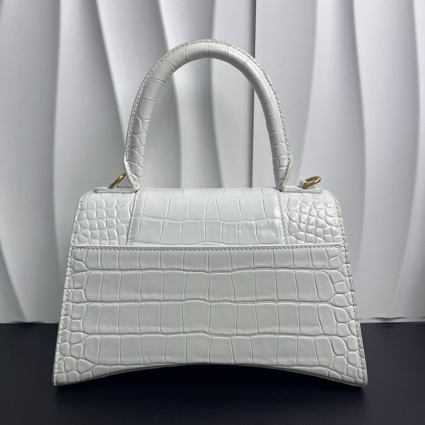 Balenciaga - Hourglass - Calfskin leather - White with Gold-Tone Hardware - (small)