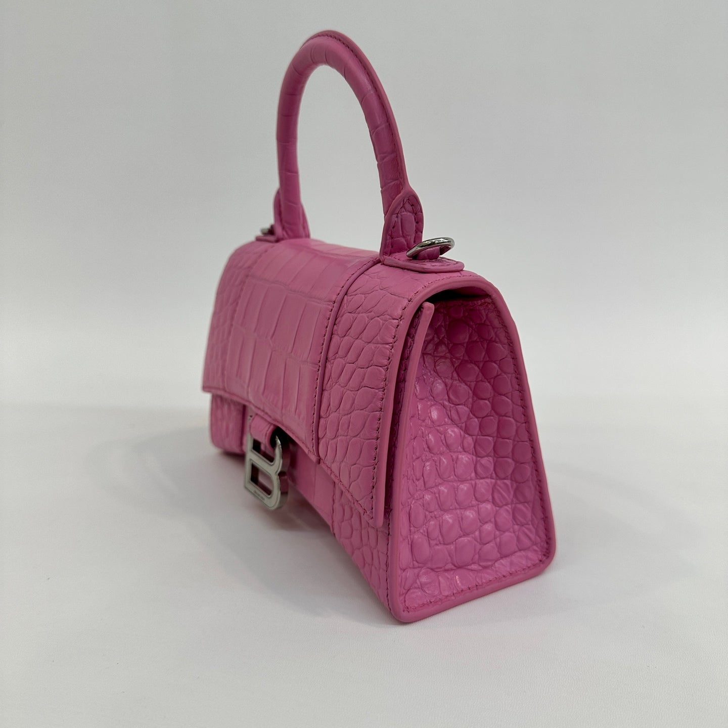 Balenciaga - Hourglass - Calfskin leather with crocodile embossing - Pink - (mini)