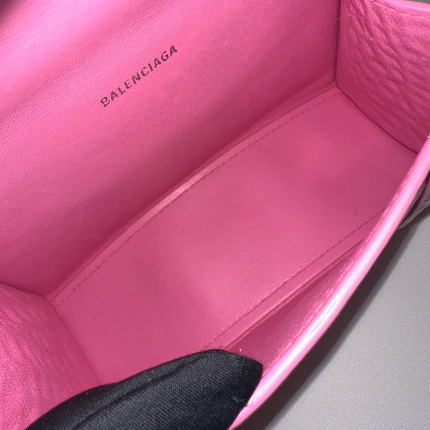Balenciaga - Hourglass - Calfskin leather with crocodile embossing - Pink - (mini)