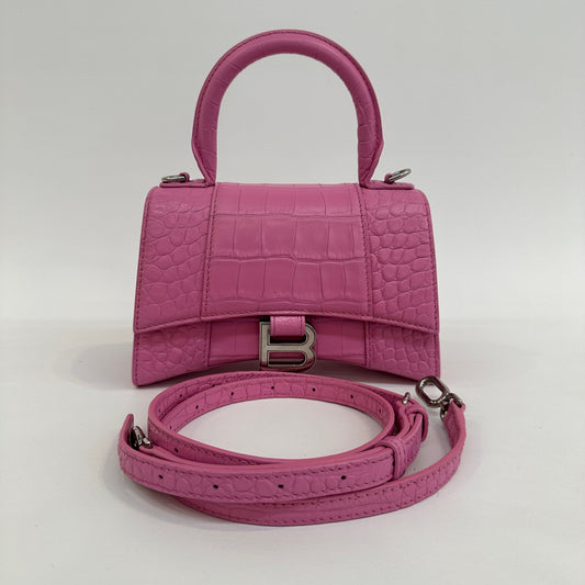 Balenciaga - Hourglass - Calfskin leather with crocodile embossing - Pink - (mini)