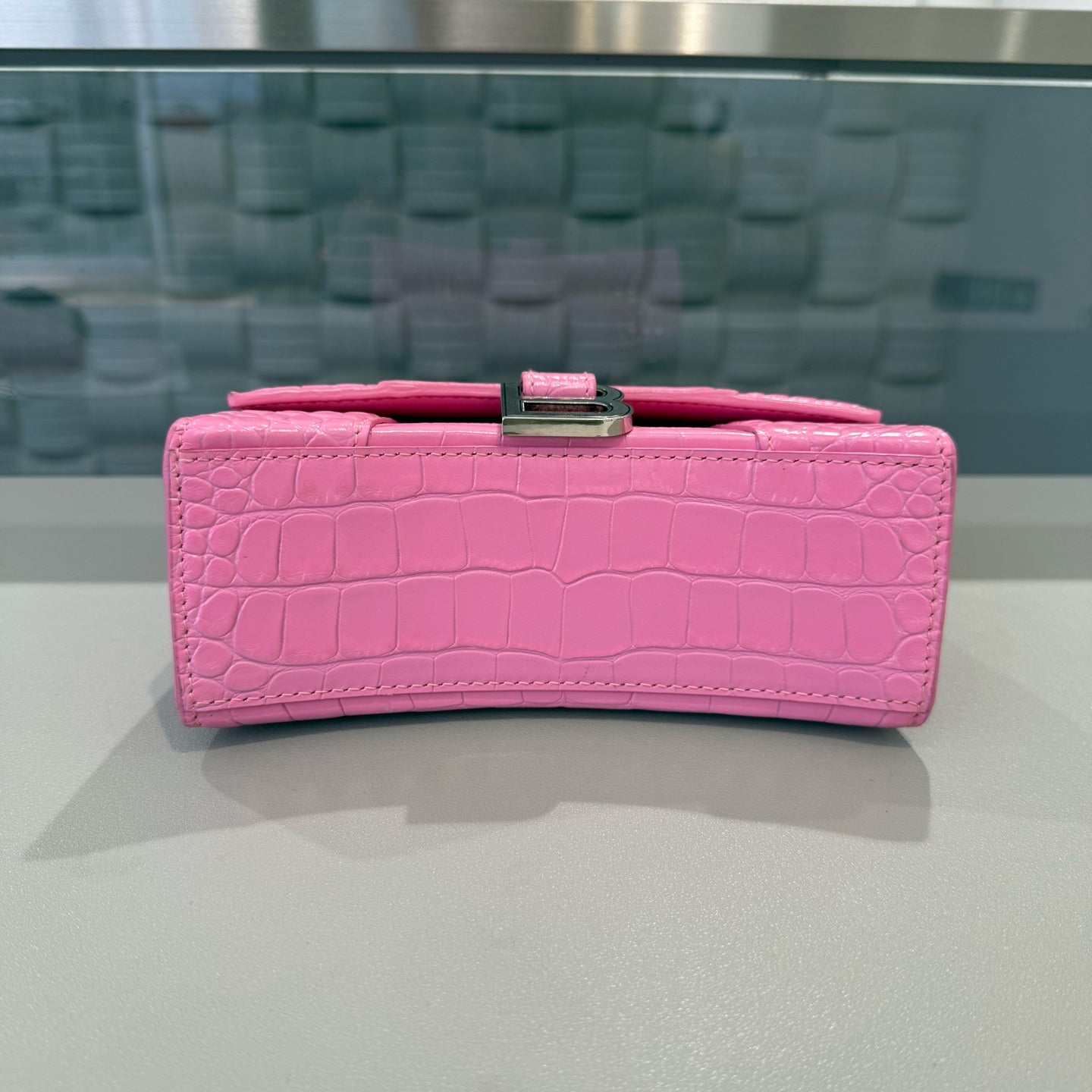 Balenciaga - Hourglass - Calfskin leather with crocodile embossing - Pink - (XS)