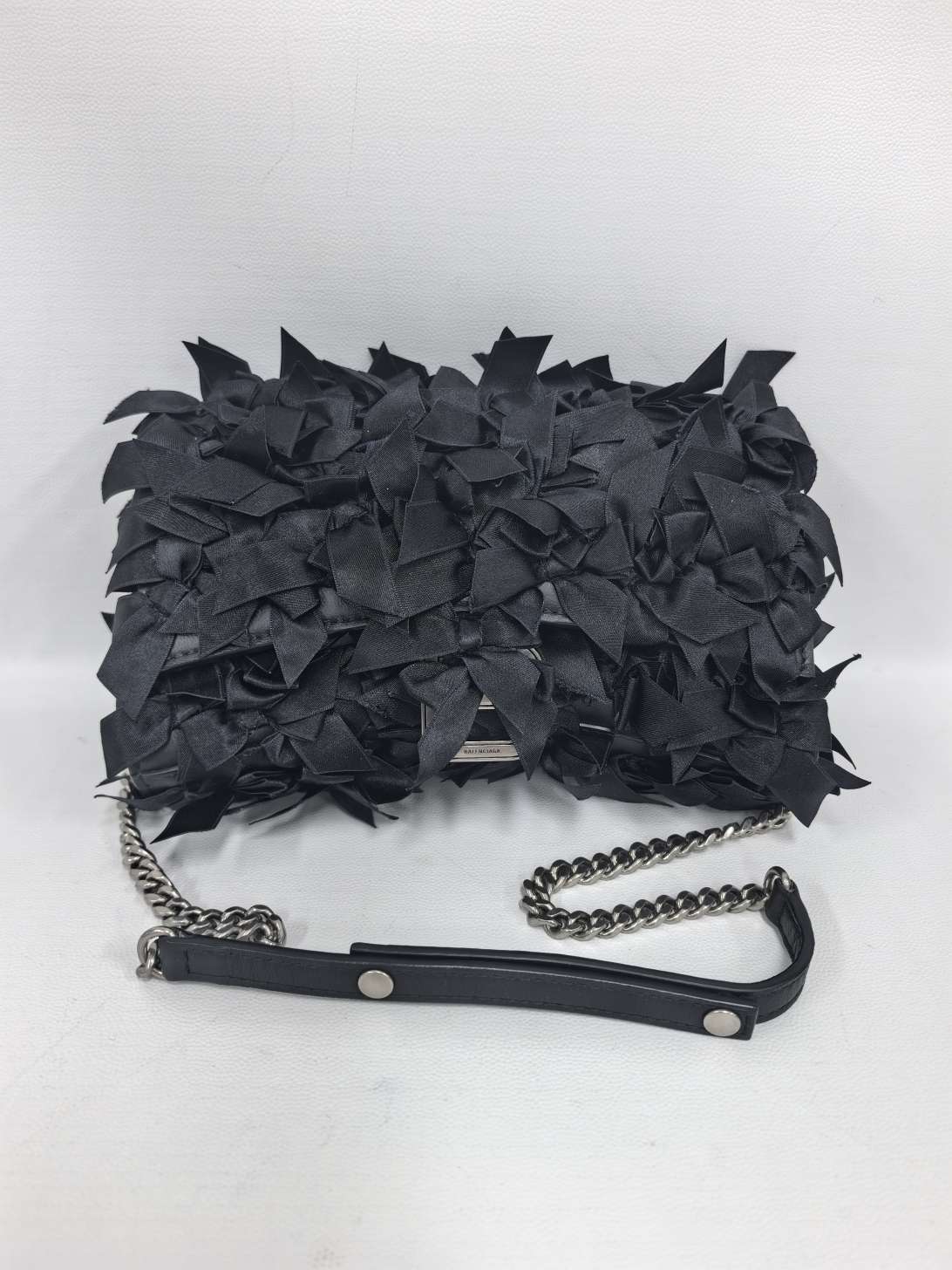 Balenciaga - Hourglass Chain Bag - Fabric ribbons with leather trim - Black - (mini)