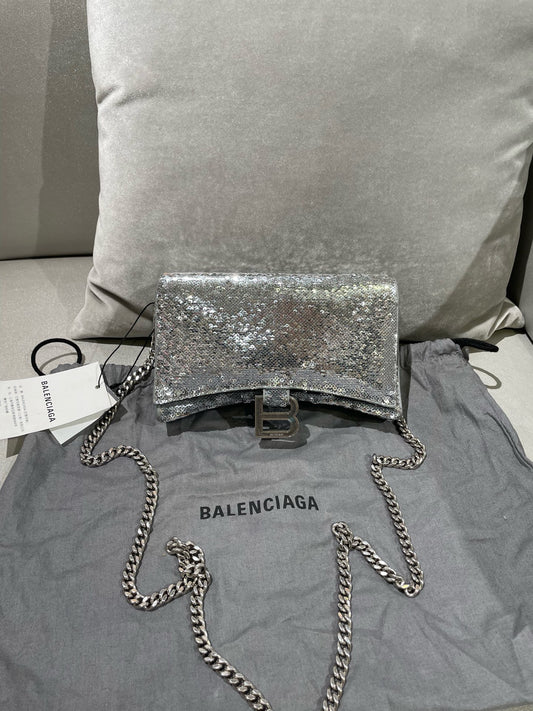 Balenciaga - Hourglass Chain Bag - Glitter - Silver - (mini)