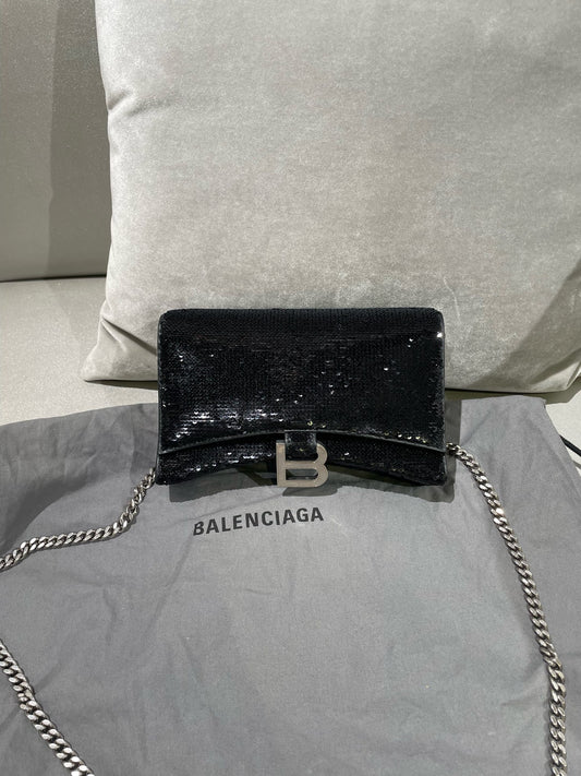 Balenciaga - Hourglass Chain Bag - Sequins - Black - (mini)