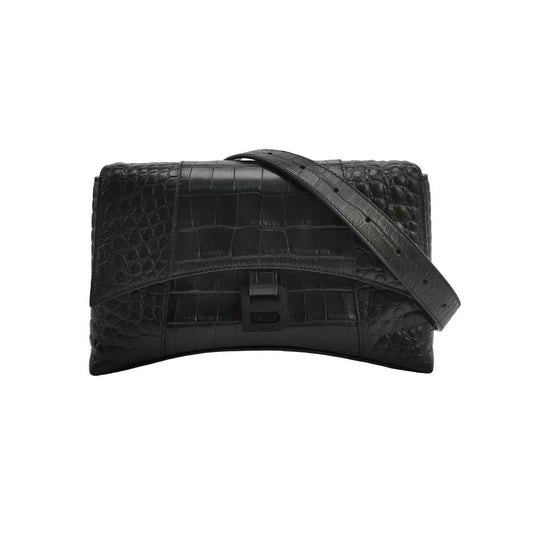 Balenciaga - Hourglass - Crocodile embossed leather - Black - (Medium)