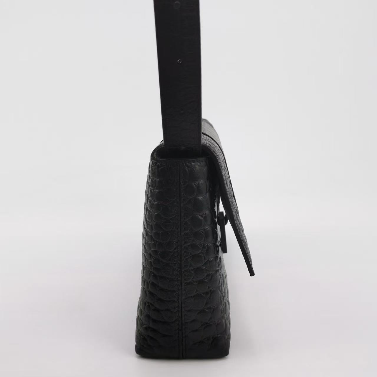 Balenciaga - Hourglass - Crocodile embossed leather - Black - (Medium)