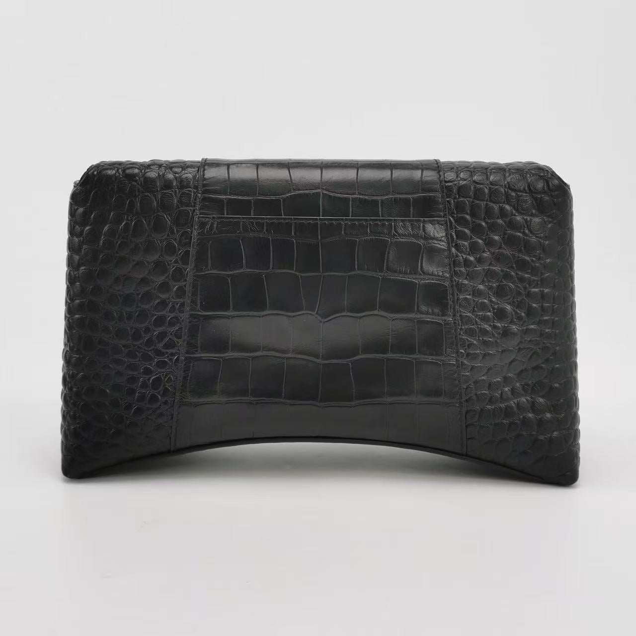 Balenciaga - Hourglass - Crocodile embossed leather - Black - (Medium)