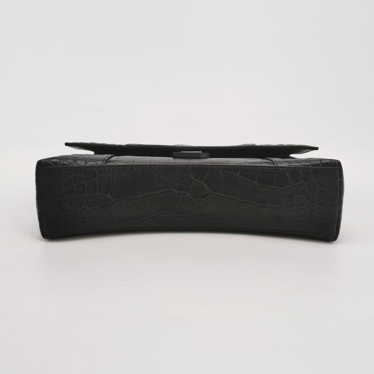 Balenciaga - Hourglass - Crocodile embossed leather - Black - (Medium)