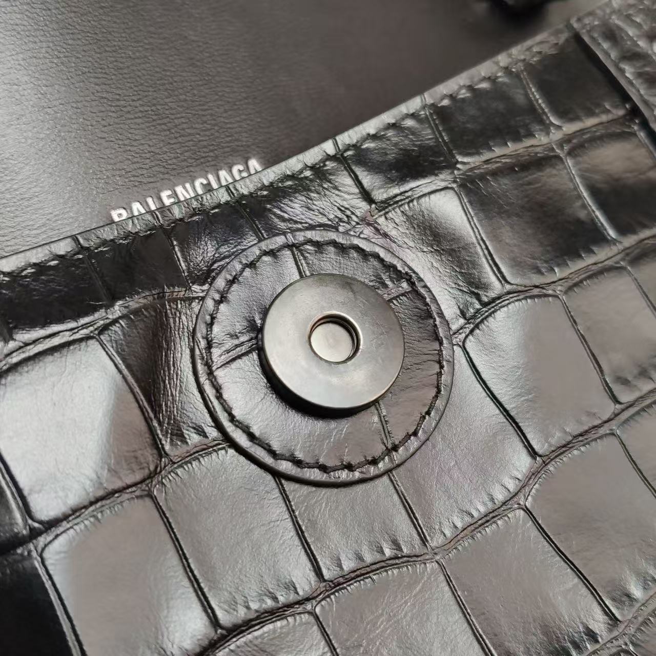 Balenciaga - Hourglass - Crocodile embossed leather - Black - (Medium)