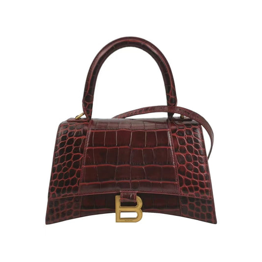 Balenciaga - Hourglass - Crocodile-embossed leather - Burgundy with Gold-Tone Hardware - (Small)
