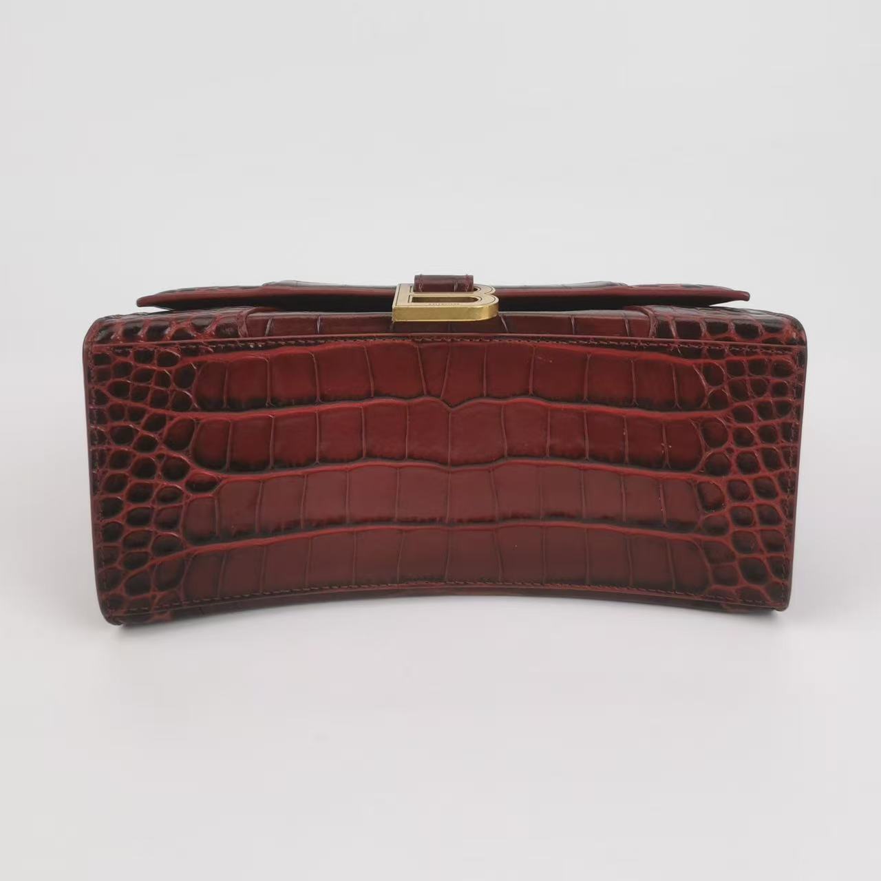 Balenciaga - Hourglass - Crocodile-embossed leather - Burgundy with Gold-Tone Hardware - (Small)