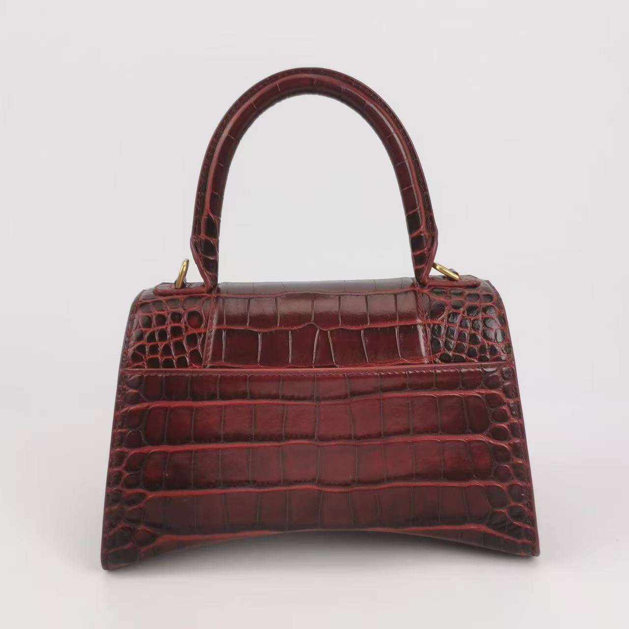 Balenciaga - Hourglass - Crocodile-embossed leather - Burgundy with Gold-Tone Hardware - (Small)