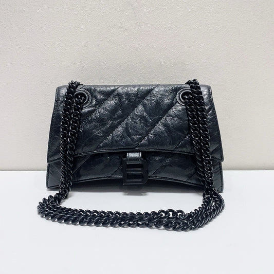 Balenciaga - Hourglass Crush Bag - Crinkled calfskin leather - Black - (Small)
