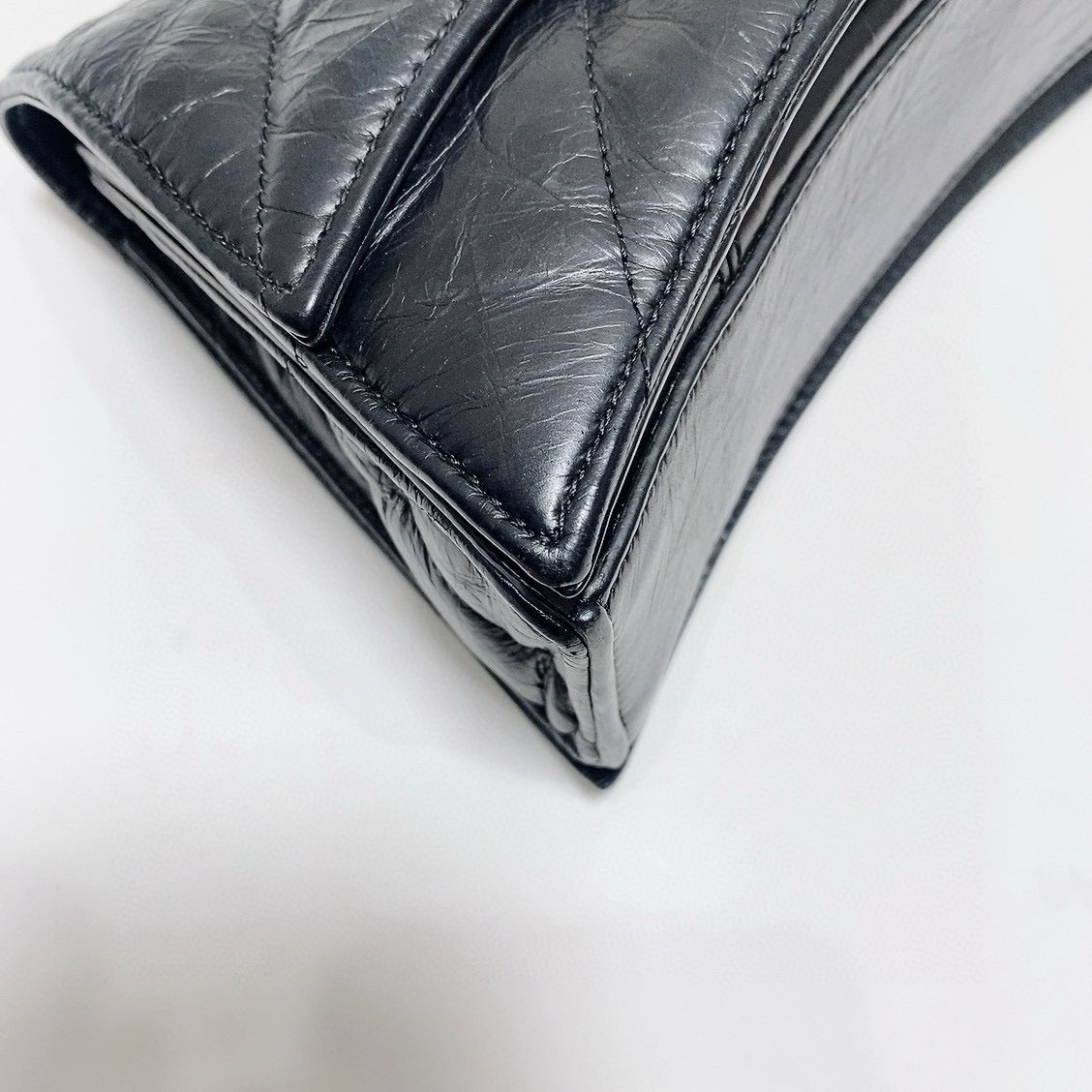 Balenciaga - Hourglass Crush Bag - Crinkled calfskin leather - Black - (Small)