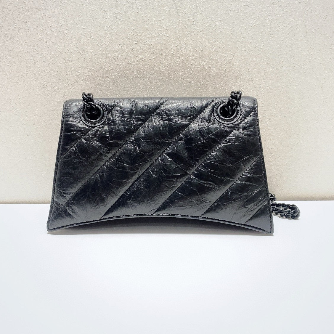 Balenciaga - Hourglass Crush Bag - Crinkled calfskin leather - Black - (Small)