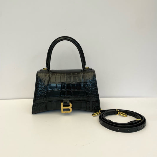 Balenciaga - Hourglass - Exotic leathers - Crocodile - Black - (small)