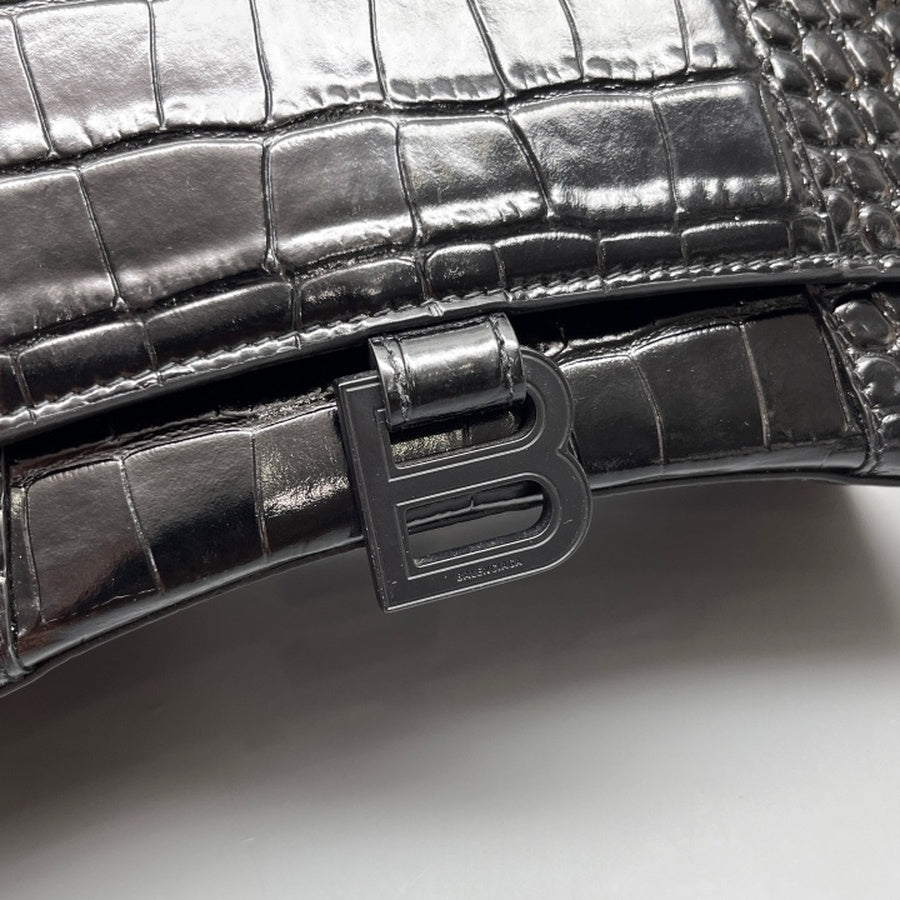 Balenciaga - Hourglass - Exotic leathers - Crocodile - Black - (Small)