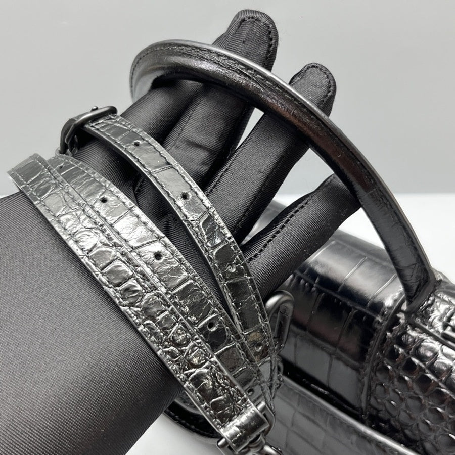 Balenciaga - Hourglass - Exotic leathers - Crocodile - Black - (Small)