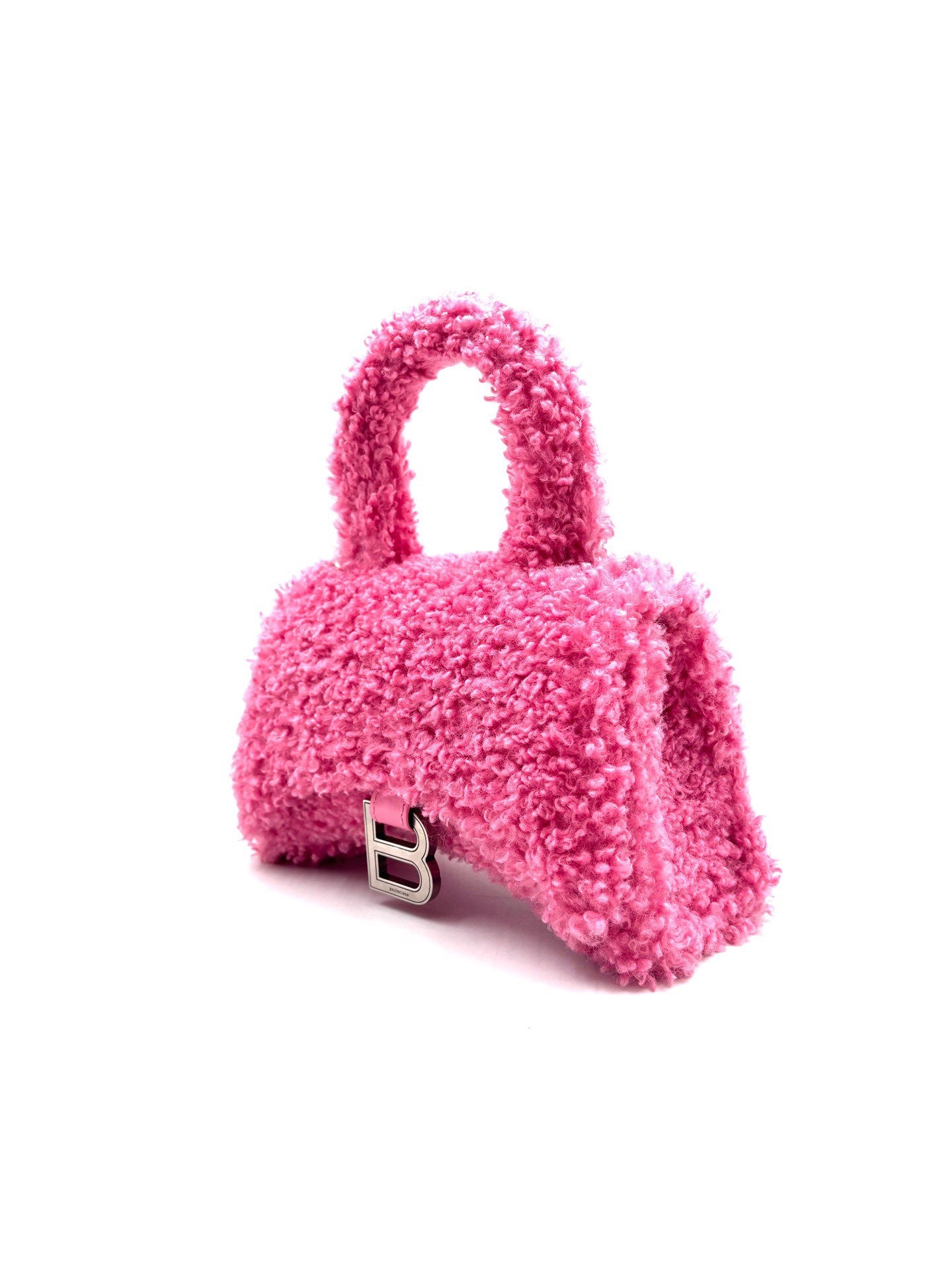 Balenciaga - Hourglass Furry Bag - Faux fur - Pink with Aged Silver-Tone Hardware - (Mini)