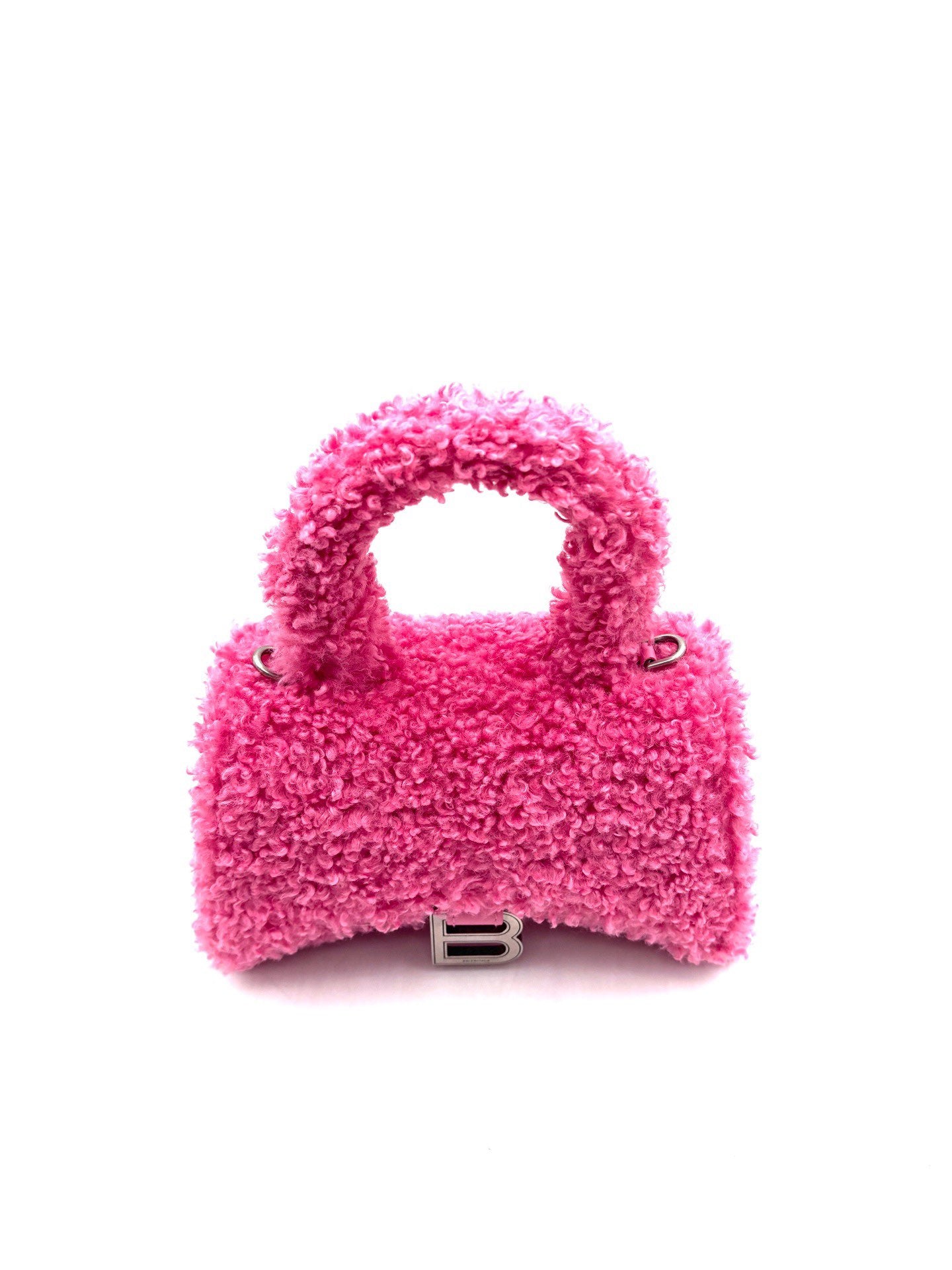Balenciaga - Hourglass Furry Bag - Faux fur - Pink with Aged Silver-Tone Hardware - (Mini)