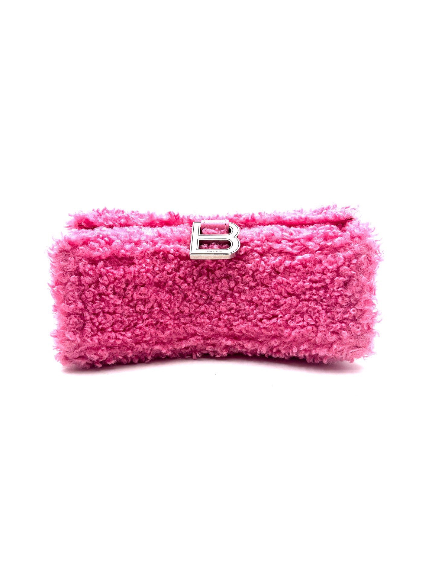 Balenciaga - Hourglass Furry Bag - Faux fur - Pink with Aged Silver-Tone Hardware - (Mini)