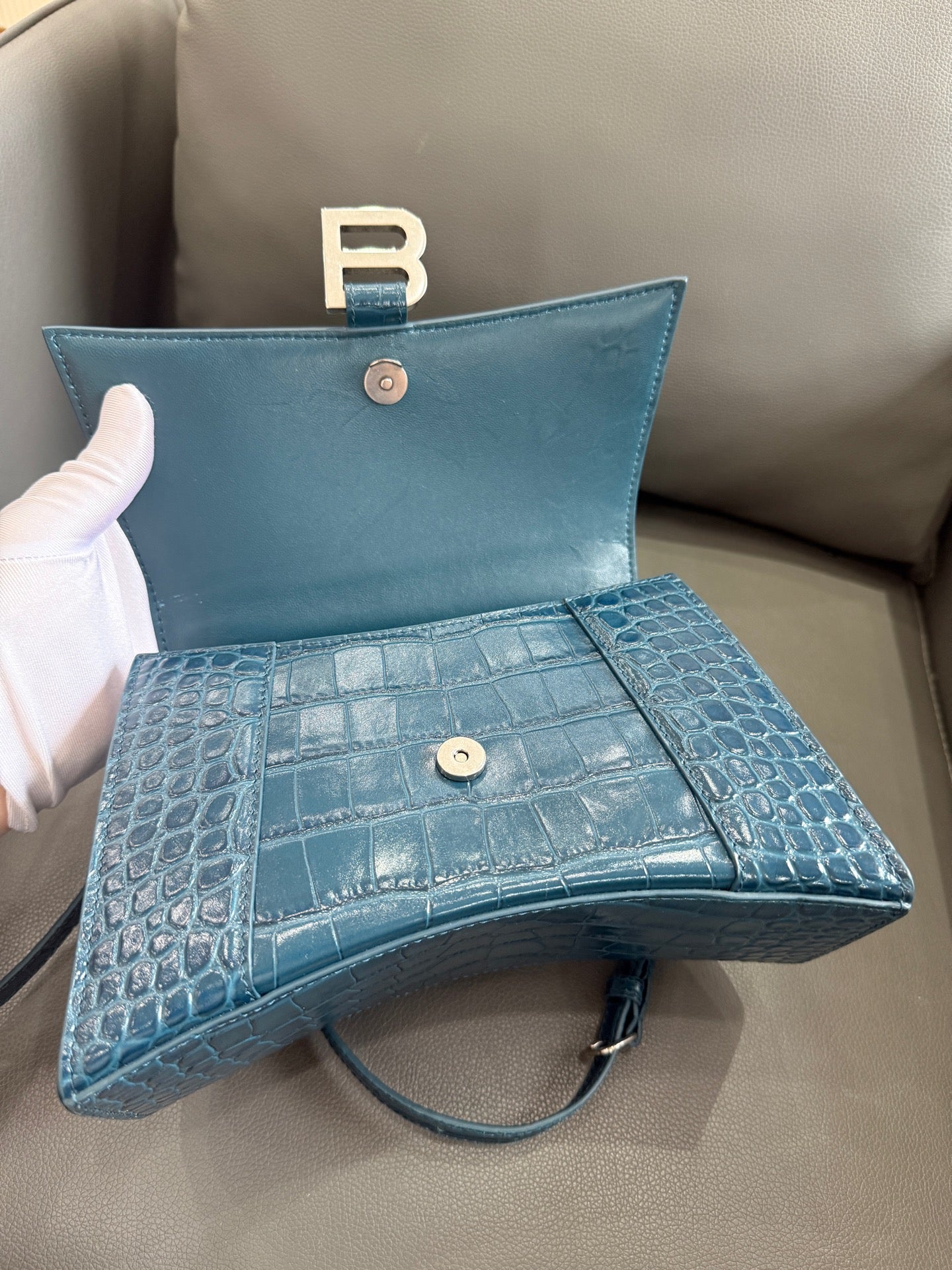 Balenciaga - Hourglass - Leather - Blue - (mini)