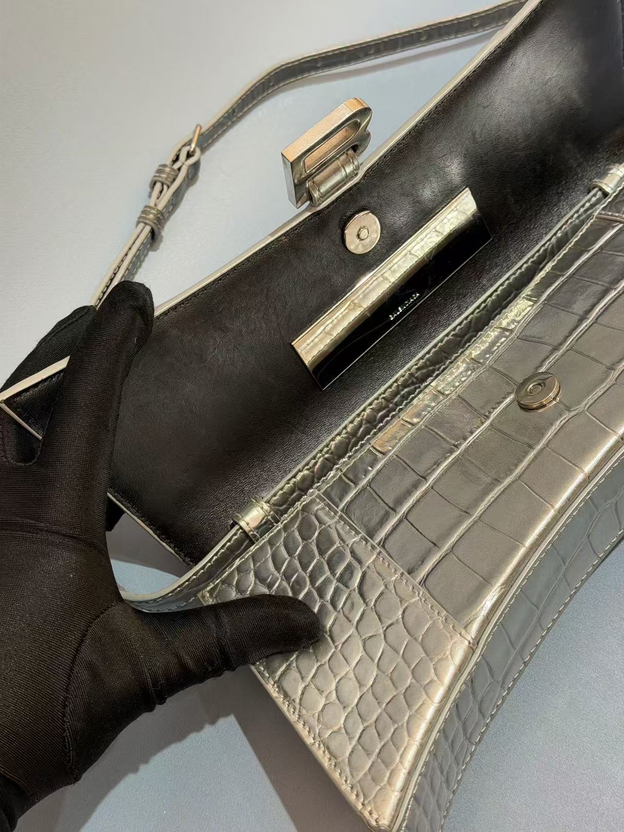 Balenciaga - Hourglass - Leather - Silver - (small)