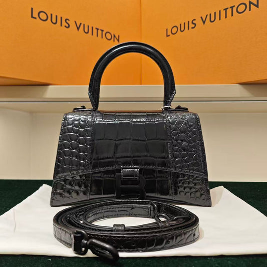 Balenciaga - Hourglass Mini - Exotic crocodile leather - Black - (mini)
