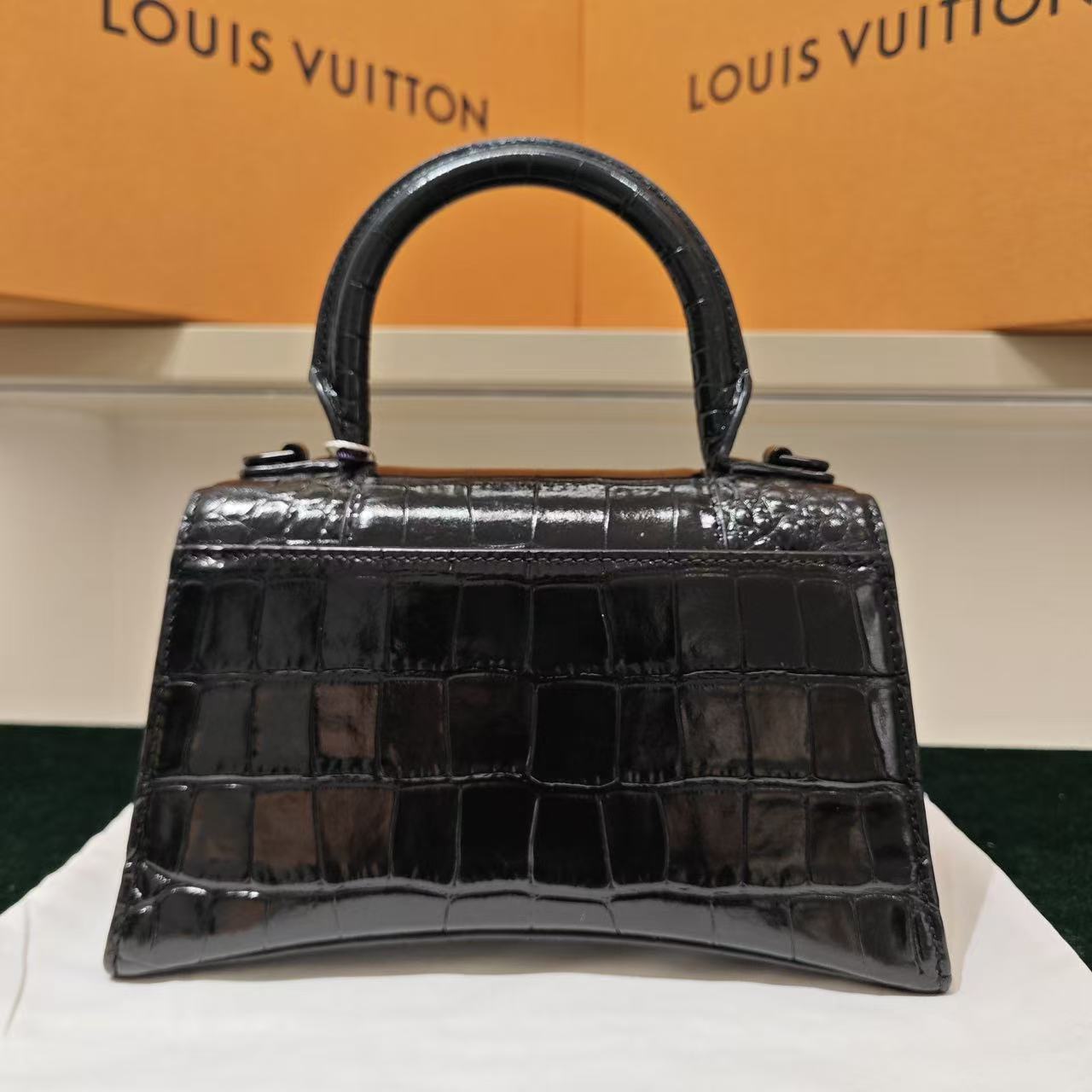Balenciaga - Hourglass Mini - Exotic crocodile leather - Black - (mini)
