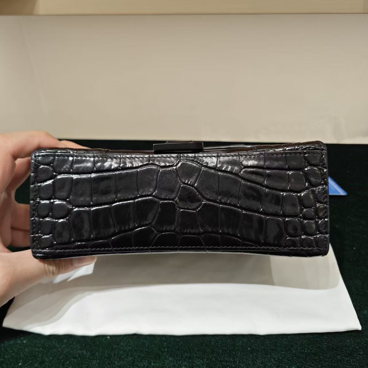 Balenciaga - Hourglass Mini - Exotic crocodile leather - Black - (mini)