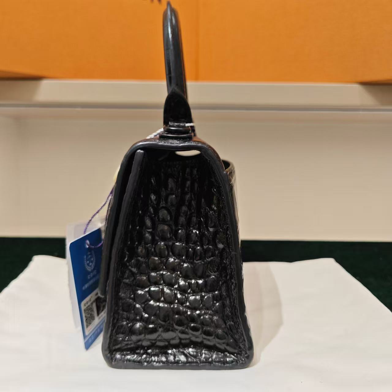 Balenciaga - Hourglass Mini - Exotic crocodile leather - Black - (mini)